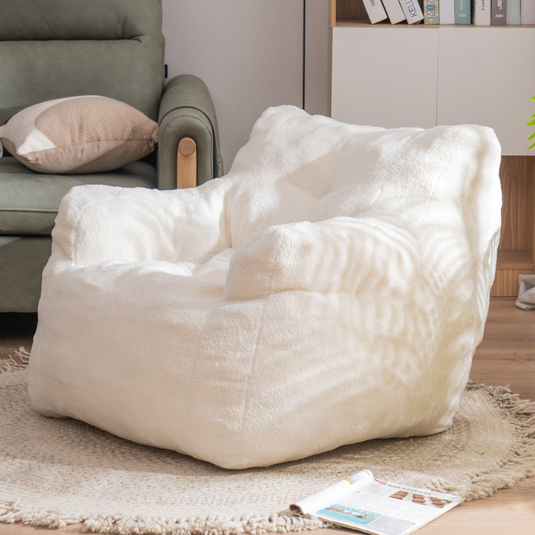 Large white fluffy online bean bag